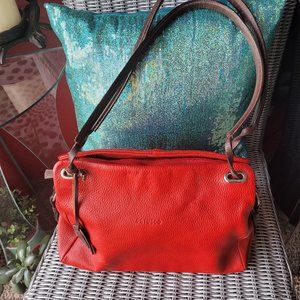 PETUSCO ~ Red Genuine LEATHER Purse Shoulder Bag Tote Satchel ~ Made in Spain